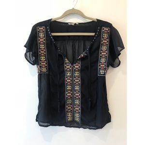 American Eagle | Embroidered Sheer Blouse